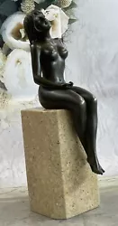 Buy Genuine Solid Broonze Fully Nude Female Erotic Art Deco Sculpture Statue Gift • 157.72£