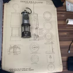 Buy Davis & Son Derby B.O.A Miners Lamp Blue Prints Technical Drawing Working Plans • 27£