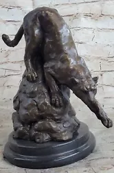 Buy Statue Sculpture Cougar Wildlife Art Deco Style Art Nouveau Style Bronze Signed • 378.42£