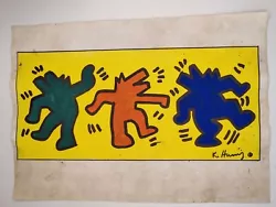 Buy Keith Haring Painting Drawing On Old Paper Signed Stamped • 83.63£