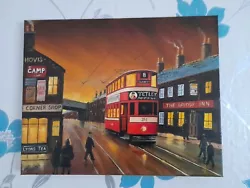 Buy Northern Tram Passing Corner Shop At Sunset, Painting By Artist Joe Townend • 9.99£