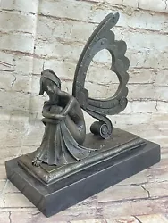 Buy Nymph Fairy Chistmas Angel Bookend Bronze Marble Statue Sculpture Gift • 188.62£
