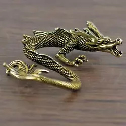 Buy Brass Mini Chinese Dragon Sculpture Ornament Souvenir For • 7.03£