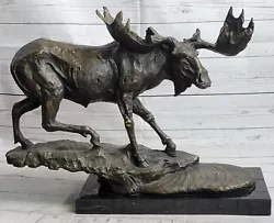 Buy 23  Bronze Marble Statue Bull Moose Lodge Sculpture Art Deco Museum Quality Sale • 749.10£