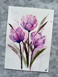 Buy Tulip Flower | Original Hand Painted | Watercolour Painting | Botanical | A5 • 35£