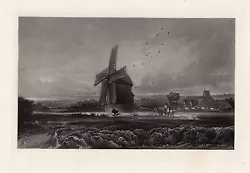 Buy Awesome Framed DAVID COX 1800s Mezzotint Engraving  Landscape With Windmill  COA • 172.46£