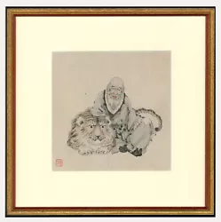 Buy Chinese Sages - Early 20th Century Watercolour, Sage With A Tiger • 88£