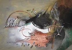 Buy Carmelo Castellano (1925-2012) Signed French Abstract Oil On Paper Composition • 0.99£