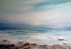 Buy Large Original Seascape Painting On Deep Edge Canvas Ready To Hang • 220£