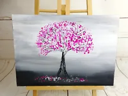 Buy Pink Blossom Tree, Cherry Blossom Tree Canvas  Picture, Original Painting • 14.99£