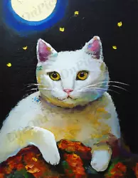 Buy Wall Art Digital Image Oil Picture Photo Wallpaper Background Cat In Night • 1.51£