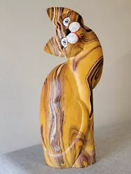 Buy RARE 20  FOLK ART Wood CAT Sculpture Artisan Hand-Carved/Painted KITTY Statue • 103.36£