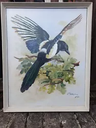 Buy Vintage Oil Painting Framed, Magpie Oil Painting Signed By Artist  • 149.99£