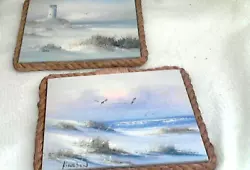 Buy Sea Themed Acrylic Paintings 11 X9  Rope Frame Local NC Artists Set Of 2 • 41.34£