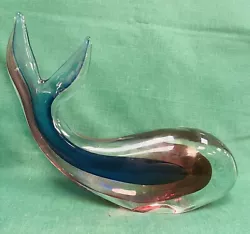 Buy Large Murano Italy Sommerso Glass Whale Sculpture Red Blue Green Stunning!!!! • 377.05£