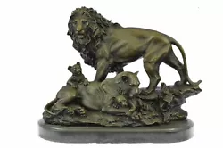 Buy Art Deco Wildlife African Lion And Baby Bust Bronze Marble Base Figure Sculptur • 425.78£