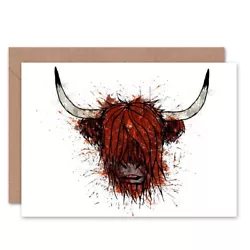 Buy Highland Cow Paint Splat By John Wolf Sealed Blank Greeting Card Plus Envelope • 4.99£