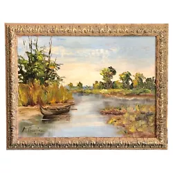 Buy Vintage Original Oil Painting On Board Signed And Framed River Landscape 14x18 • 354.37£