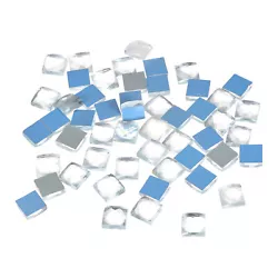 Buy 55PCS Mosaic Tiles 13 Face Glitter Crystal Glass Pieces Silver 10x10mm • 5.48£