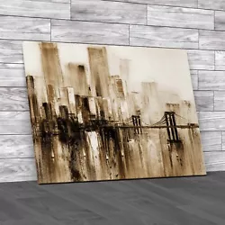 Buy Abstract City Skyline View Bridge Paint Effect Sepia Canvas Print Large Picture • 21.95£
