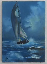 Buy Original ACEO William Jamison Miniature Oil Painting Yacht Boat Sailing Ocean • 7.50£