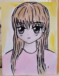 Buy Original Anime Girl Ink & Watercolour Painting (A5 Size) • 0.02£
