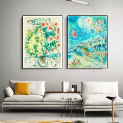Buy Framed Giclee Print Combo Painting 2 Pieces By Marc Chagall Wall Art 24 X32   • 154.97£
