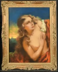 Buy Early 20th Century Art Deco Female Nude Pastel Portrait By József Bálint, Framed • 500£