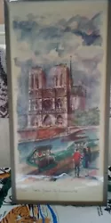 Buy 1960s Vintage SIGNED Print ARNO French Watercolor Painting Paris Tower Notre Dam • 150£