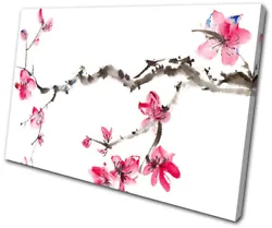 Buy Cherry Blossom Tree Pink Painting Floral SINGLE CANVAS WALL ART Picture Print • 19.99£