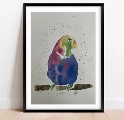 Buy Rainbow Parrot Original Watercolour Painting Wall Art Print Home Decor A4 Size • 6.99£