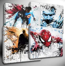 Buy Marvel Avengers / DC Characters Paint Splatter CANVAS Wall Art Picture Print • 11.99£
