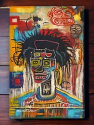 Buy Jean-Michel Basquiat Artist Oil Painting Canvas Signed Stamped Handmade Vintage • 117.30£