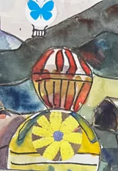 Buy Aceo OOAK Original Trading Collage Card By MaryAnn Lucas Hot Air Balloons • 4.95£