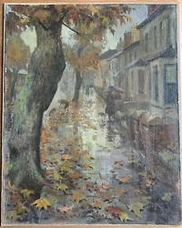 Buy Vintage Mid Century Post War British Suburban Street Scene Unsigned Oil Painting • 225£