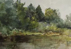 Buy Original Watercolour 'A Wooded Lake',  C1900 Artist Unknown • 33£