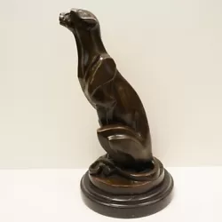 Buy Art Nouveau Style Statue Sculpture Cheetah Wildlife Art Deco Style Bronze Signed • 239.93£