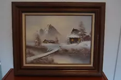 Buy 16x12 Framed Winter Mountains House Snow Original Oil Painting Sign Van Bell COA • 124.02£