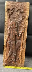 Buy Vintage Old Man & Staff Plaque Hand Carved Wooden 3D By L K BYA  Wall Hanging • 34.95£