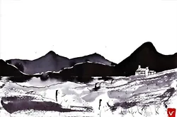 Buy Scottish Highland Bothy Original Ink Wash Contemporary Painting A5, By VItal • 79.99£
