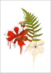 Buy Flowers And Leaf Splash Art Paint Drip -framed Wall Art Picture Print Trendy • 8.99£