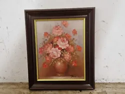 Buy Framed Oil On Canvas Pink Roses Still Life Painting By The Artist Robert Cox • 9.99£
