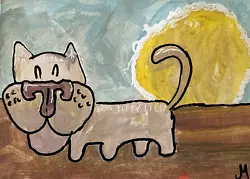 Buy Original Cat Painting ACEO Fluffy Kittens Play Contemporary Art By Josh Merritt • 8.30£
