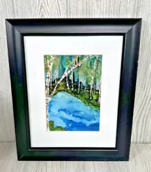 Buy Original Pampalone Alcohol Ink Wooded Landscape Nature Painting Framed Signed • 17.32£