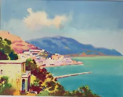 Buy Beautiful 1950s Painting Of A European Coastal Scene, South Of France? Italy? • 50£