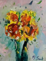 Buy Floral Original Oil Painting Canvas Impressionist COA Flowers • 37.31£