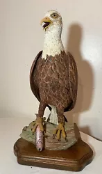 Buy Vintage Hand Carved Wood Folk Art Bald Eagle Bird With Fish Sculpture Statue • 1,193.50£