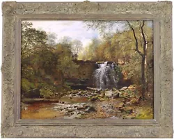 Buy Angler By A Waterfall Antique Oil Painting By James Hall Cranstoun (1821–1907) • 0.99£