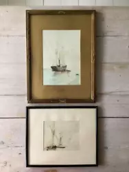 Buy ~2 Antique Framed Seascape Watercolour Paintings~1800's~Dora O'Neill~~ • 25£