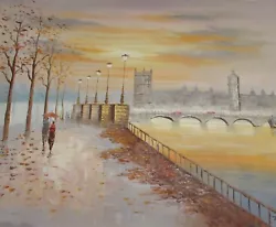 Buy London England Huge Oil Painting Canvas British Original Modern Cityscape Art • 59.95£